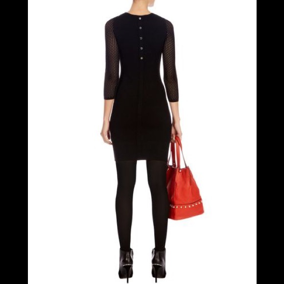 KAREN MILLEN Mesh Open Stitch Knit LBD Dress XS - Picture 3 of 6
